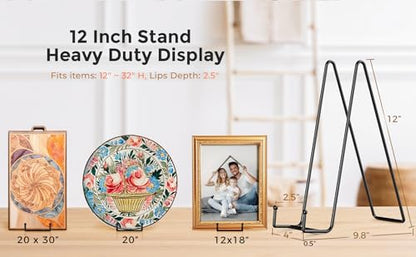 TR-LIFE 4 Pack 12 Inch Large Plate Stands/holder for Display - Metal Picture Frame Holder Stand + Easels for Platter, Book, Plaque, Photo, Table top Art - size: 12 Inch