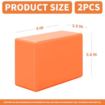 Yoga Blocks 2 Pcs, 9"x6"x3" Yoga Brick Foam Blocks EVA Foam Block Yoga Props Accessories for Yoga Pilates Stretching and Meditation - color: Orange