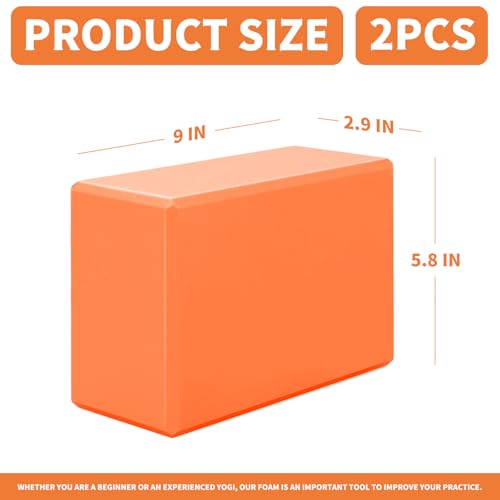 Yoga Blocks 2 Pcs, 9"x6"x3" Yoga Brick Foam Blocks EVA Foam Block Yoga Props Accessories for Yoga Pilates Stretching and Meditation - color: Orange
