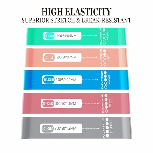 Resistance Bands Set – 5-Level Exercise Bands for Physical Therapy/Yoga/Pilates/Strength Training/Home Fitness Loop Bands with Portable Storage Bag