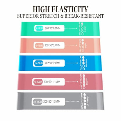 Resistance Bands Set – 5-Level Exercise Bands for Physical Therapy/Yoga/Pilates/Strength Training/Home Fitness Loop Bands with Portable Storage Bag