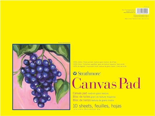 Strathmore 300 Series, Canvas Pad, 12x16 inch, 10 Sheets – Triple Primed, 100% Cotton Canvas, Plein Air Artists, Acrylic Paint and Oil Paint - size: 12x16