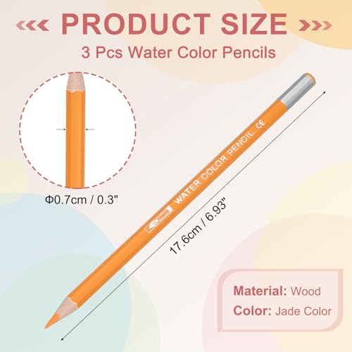 PATIKIL Watercolor Pencils, Jade Color Color Pencil Set Sketch Coloring Drawing Colored Pencils Bulk Artist Drawing Supplies for Adult Coloring Book Blending, 3 Pcs - color: Jade Color