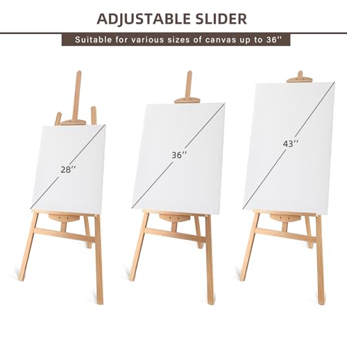 Adjustable Pine Wooden Painting Easel, Art Easel for Display | A-Frame Nature Easel Hold up to 43'' Painting Canvas for Wedding Sign and Poster, Drawing for Adults, Begginners and Students - color: Nature