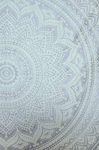 Popular Handicrafts Tapestry Wall Hanging Hippie Ombre Metallic Mandala Bohemian Hippy Intricate Indian Tapestries Bedspread 84 x 90 Inches (215cm x 230cm) Silver - color: Silver, size: 90"L x 84"W