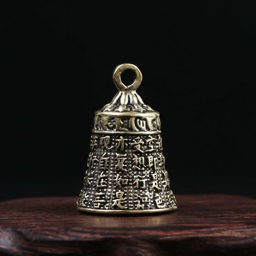 Vctitil 6 Pcs Buddhist Supplies Set-Mini Brass Sakyamuni Buddha Ornament,Heart Sutra Bell,Brass Bell,Buddhist Cylindrical Box,for Car Pendant,Home Decor
