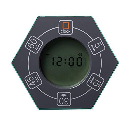 Home & Office Timer with Clock, 5,15, 30, 45, 60 Minute Preset Countdown Timer, Easy-to-Use Time Management Tool (Cyan) - color: Cyan