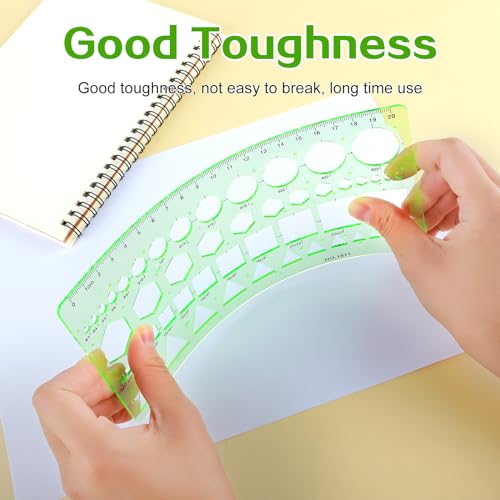 Circle Template for Drawing, Ymapinc 4Pcs Plastic Oval/Triangle Stencil | Transparent Geometric Measuring Drafting Rulers for School Office Supplies