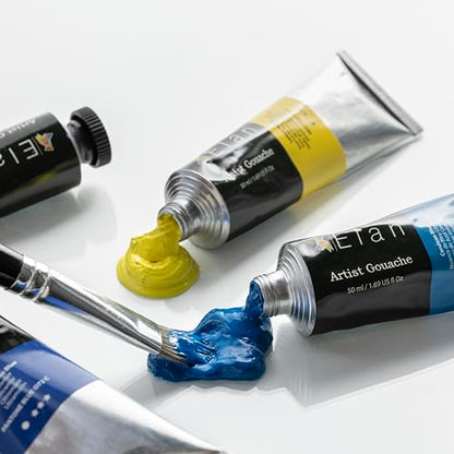 Elan Professional Gouache Paint Set, 24 Rich Colors Gouache Paint Tubes 1.7fl oz, Paints for Canvas & Crafts, Art Paints for Adults - color: Gouache, style: 24x1.7 Oz