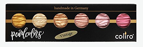 Coliro M780 Artist Mica Pearl Vintage Watercolor Paint Set, 6 Colors, 30 mm