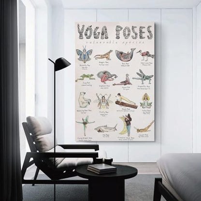 Yoga Poses Poster Teaching Poster for Girlsstyle 12x18inch(30x45cm) - size: 12x18inch(30x45cm)