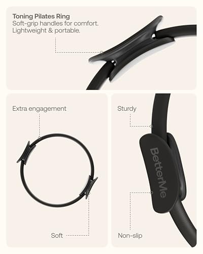 BetterMe Toning Pilates Ring – Magic Circle Pilates Ring for Strength & Flexibility – 15 Inch Fitness Ring for Home Pilates & Yoga Workouts - color: Black