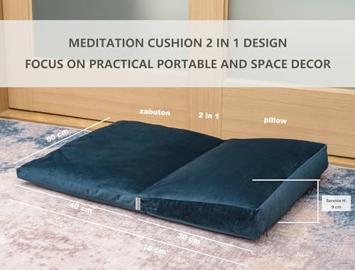 Meditation Cushion,Velvet Meditation Pillow and Zabuton 2-in-1 Portable Design(50 * 70CM). (Blue, Service H：9cm) - color: Blue