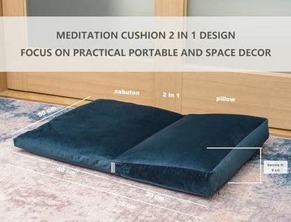Meditation Cushion,Velvet Meditation Pillow and Zabuton 2-in-1 Portable Design(50 * 70CM). (Blue, Service H：9cm) - color: Blue