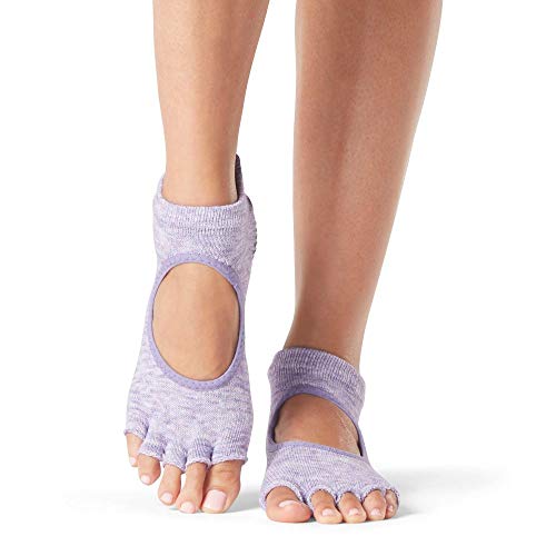 toesox Bellarina Grip Socks for Women, Half-Toe - color: Heather Purple, size: Medium