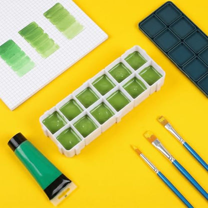 12 Compartments Paint Palette with Lid Plastic Paint Tray Paints Box Airtight Watercolor Palette with Rubber Cover for Watercolors, Gouache, Acrylic and Oil Paints