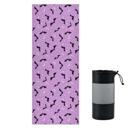 Yoga Mat Towel Halloween Bats Moons, 73" x 27" - color: Halloween Bats Moons