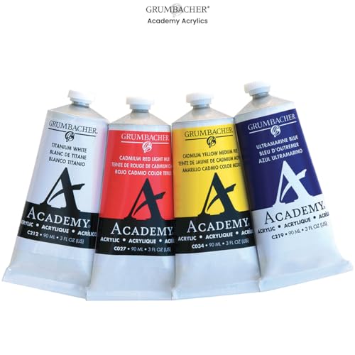 Grumbacher Academy Professional Acrylic Paint Set of 5 90ml Purple Colors - Metal Tubes - Heavy Body Professional Grade Artist Paint with Genuine and Pure Pigments - ASTM Lightfast Colors