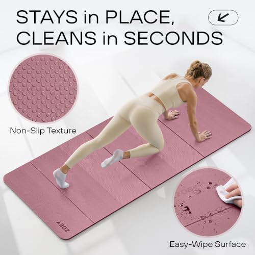 ZOEY 7-Fold Foldable Yoga & Exercise Mat, 74.8x31.5 Extra Wide 31.5 Inch XL Extra Large Lightweight Mat, Folding Pilates Stretching Mat, Anti-Slip Double Non Slip Noise Reducing Hot Yoga Mat, Odorless Non Toxic Eco TPE Workout Mat for Beginners Women Men,