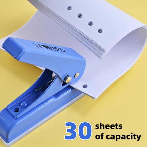 Single Hole Punch, 30 Sheet Capacity, Heavy Duty Paper Hole Puncher, 1/4" Hole Punches, 60% Labor Savings for for ID Cards, Chipboard Art Projects, Blue - color: Blue
