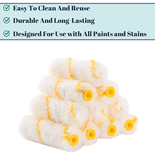 Bates- Paint Rollers, 4 inch Paint Roller with 10 Covers, Wall Painting Tool - color: White, size: 4 inch Paint Roller+10 Covers
