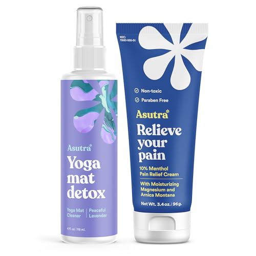 ASUTRA Bundle Set, Yoga Mat Cleaner Spray, Relief Cream, Microfiber Towel