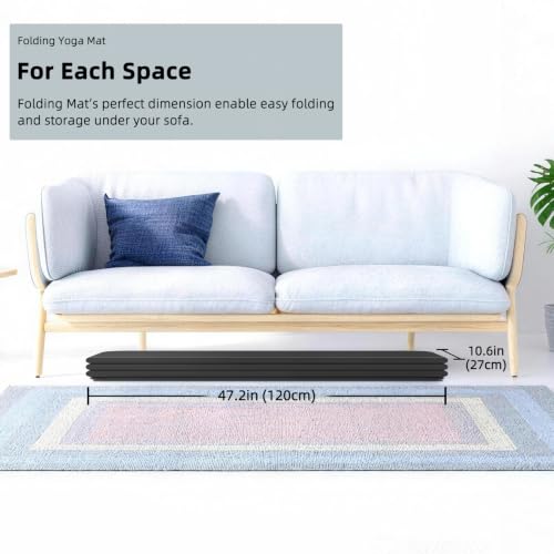 Foldable Yoga Mat 74"x47.2"x 0.4" – Large Yoga Mat - color: Black