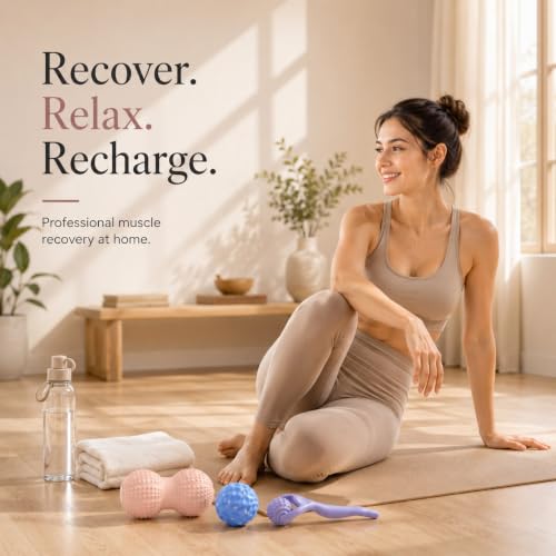Massage Ball Set Peanut Ball 3.35"Fascia Ball for Foot Handle Ball for Back