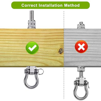 SELEWARE 6 Pcs Heavy Duty Bearing Swing Hangers Stainless Steel Swing Hooks | 7" x M2/5" Swing Bolt for Wood and Steel Beam, Swing Sets Hardware for Hammock, Yoga, Porch Swing, Heavy Bag, 1500LB Capacity - color: 6 Pack Bearing Hangers (7" X M2/5" Threade