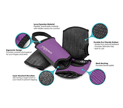 YogaPaws Elite Padded Non Slip Yoga Gloves and Yoga Socks for Women and Men - color: Rich Plum, size: 2