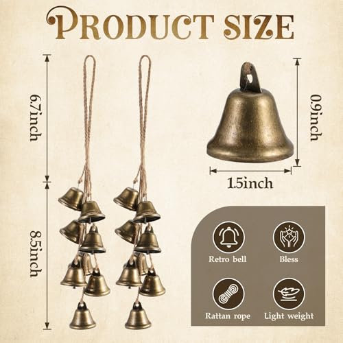 2 Pack Witch Bells Protection for Door Knob Outdoor Bells Hanging Wind Chimes Witchy Things Clear Negative Energy Witch Bells Set Wiccan Bell Witchy Gifts(Classic) - color: Classic