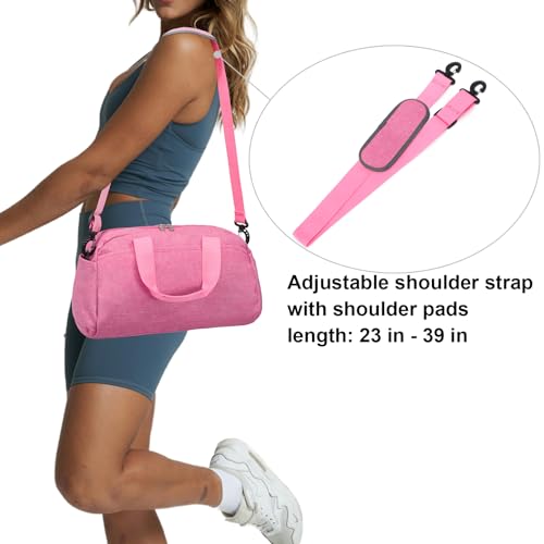 14 inch Small Gym Bag for Women & Men, Mini Duffel Bag for Travel Sports Lightweight Carry On Bag (Rose) - color: Rose
