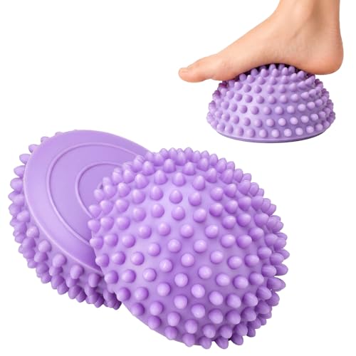 Threlaco 2 Pcs Half Round Massage Ball for Feet Spiky Massage Ball for Kids Adults Sports, Stability Training, Muscle Balancing Therapy, Yoga Gymnastics Exercise (Light Purple) - color: Light Purple