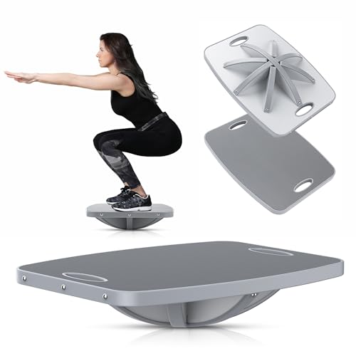 Professional Wooden Balance Board, 360 Degree Portable Wobble Board with Comfortable Surface, Standing Desk Rocker Board for Physical Therapy, Core Strength Stability Training - color: Advanced 360 Degree Rotation-Modern Gray
