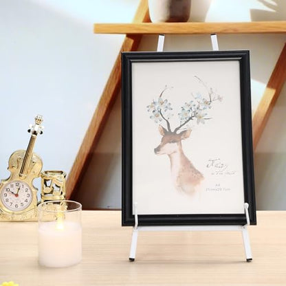 Leinuosen 1 Pcs Metal Easel Stand 16.5" H x 8.7" W x 4.3" D Table Top Easel Stand for Display Tripod Art Picture Mirror Modern Plate Holder for Display Book Photo Wedding Sign (White) - color: White