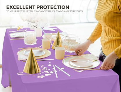 Utopia Kitchen Plastic Table Cloth Disposable [Lavender, 12 Pack] | Rectangle Tablecloth Waterproof Stain Resistant Party Table Cover - color: Lavender, size: 54X108 Inch - 12PC