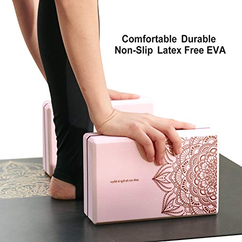 nuveti Yoga Blocks Set of 2, High Density Yoga Brick Foam Blocks to Improve Strength, Flexibility and Balance Brick Foam Blocks - color: Pink
