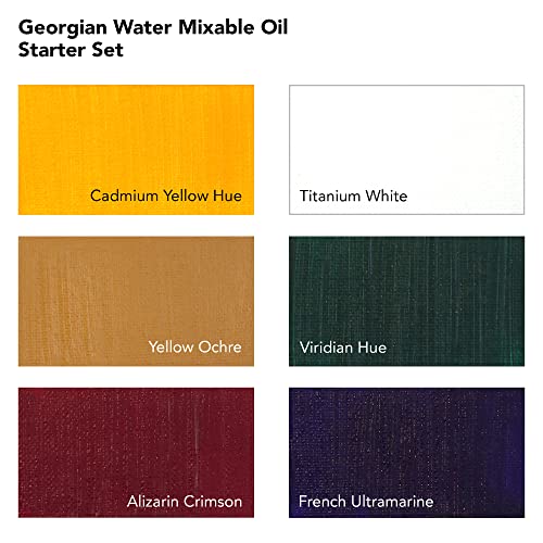 Daler Rowney Georgian 6-Tube Starter Water Mixable Oil Paint Set - Art Paints for Canvas Paper and More - Oil Painting Supplies for Artists and Students - Artist Oil Paint for Any Skill Set - style: 6 Pack