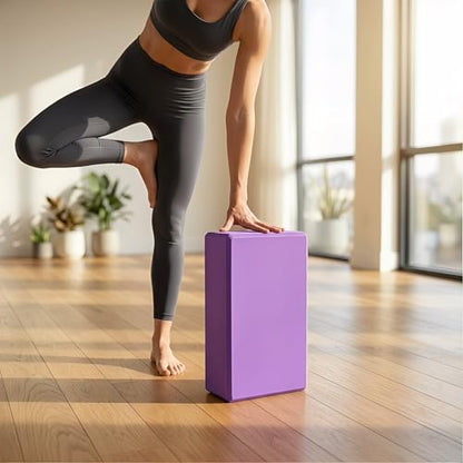 Toyvian Yoga Bricks High Density Eva Block Non-Slip Lightweight Pilates Fitness Gym Workout Stretching Aid 8.97X5.98X2.99 Inch Purple