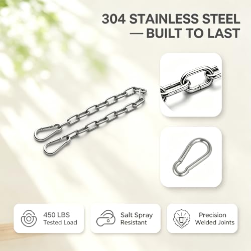 2 Pack Porch Swing Hammock Extender Chains, 21" Length - size: 21 in x 2pc