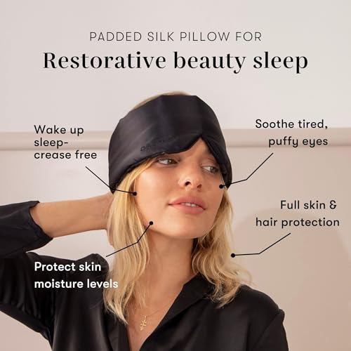 DROWSY Silk Sleep Mask - Face-Hugging, Padded Cocoon for Luxury Sleep in Total Darkness - 100% Pure Mulberry Silk (Black Jade) - color: Black Jade, size: 1 Count (Pack of 1)