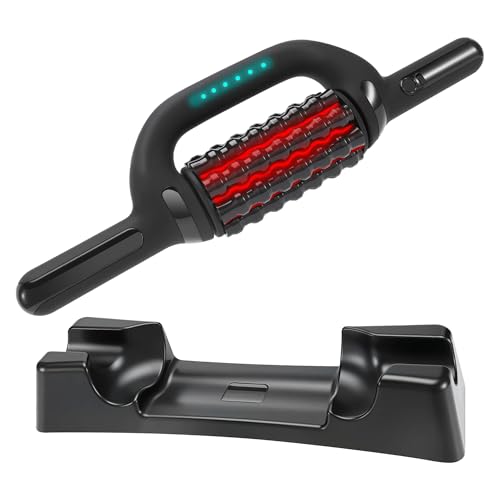 Electric Massage Roller Stick, Deep Tissue Muscle Massager with 6 Speeds, Rechargeable Rolling Massager for Legs, Back, Calves & Feet,Hands-Free Body Massage Tool(1)