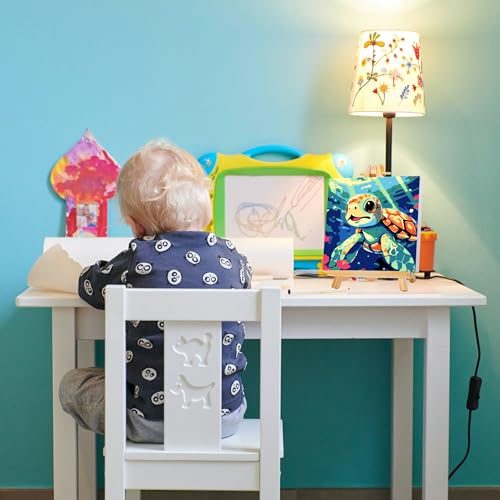 Gemozaic Sea Turtle Paint by Numbers Kit for Kids Ages 4-8-12, 8 x 8 INCH | Paint by Number for Kids with Frame & Easel, Sea Animal Kids Painting by Number for Boys, Girls Gift, DIY Acrylic Painting - color: BKH1887