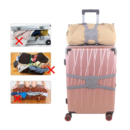 Luggage Straps Bag Bungees for Add a Bag Easy to Travel Suitcase Elastic Strap Belt (Grey Luggage strap-1PCS) - color: Grey luggage strap