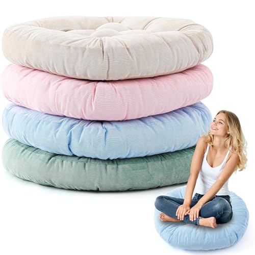 Jerify Light Colors 4 Pcs Large Floor Pillow Cushion,Round 22 x 22 | Round Square Flexible Seating Floor Meditation Pillow for Classroom Adult Picnic Party Learning Daycare School Reading Corner - color: Light Colors, size: Round 22 x 22