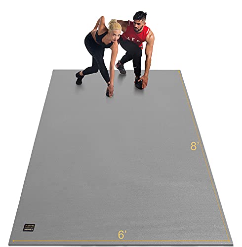 GXMMAT Extra Large Exercise Mat 16'x6'/12'x6'/10'x6'/8'x6'(7mm) - color: Grey Cool, size: 6*8 FT
