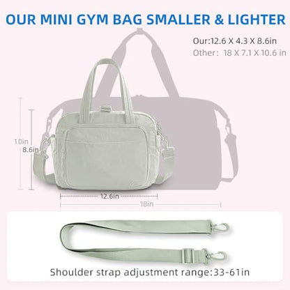 mini gym bag for women, travel duffel bag with wet pockets and Shoe Compartment,Lightweight carry on weekender duffel, water resistant,for sports,yoga,dance,green - color: green