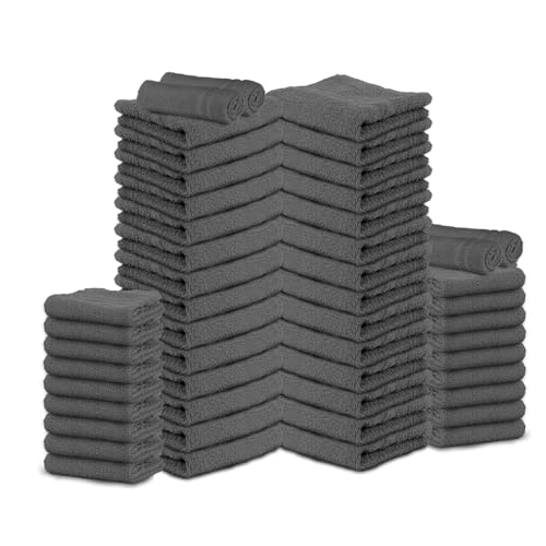 Salon Towels – 50 Pack Grey Hand Towels 100% Cotton Spa Towels – 16x27 inches Highly Absorbable Facial Towels Gym Towels Hair Towels and Face Towels Bulk Small Towels (Not Bleach Proof) - color: Grey, size: HAND TOWEL PACK OF 50 16X27