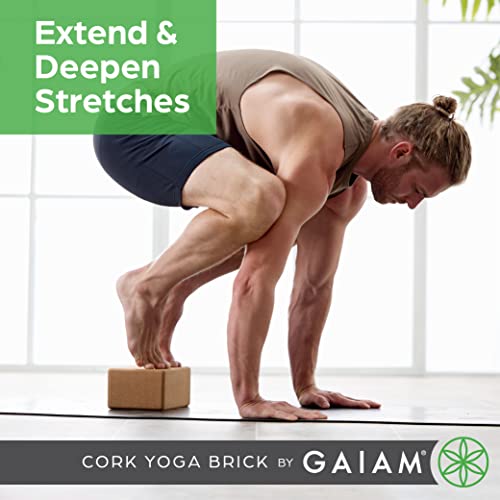 Gaiam Natural Cork Yoga Block, Non-Slip Brick for Pilates & Balance | 100% natural cork with non-slip grip & rounded edges. Eco-friendly foam alternative for yoga, Pilates, balance & meditation. - size: 1 EA (Pack of 12)