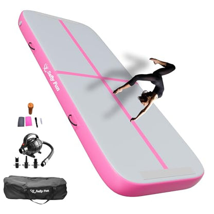Inflatable Gymnastics Mat 6.6ft/10ft Air Tumble Track Training Mat 4/8 inches Thick Tumbling mat with Electric Pump for Home Use/Tumble/Gym/Training/Cheerleading/Water/Yoga - color: Pink, size: 6.56ft*3.9ft*4in